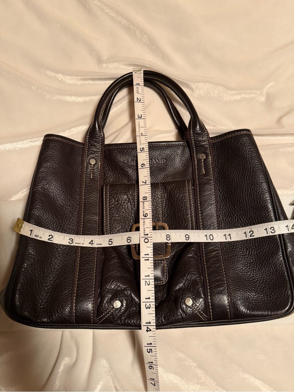 Authentic Longchamp Brown genuine Leather Tote, logo - Picture 13 of 14